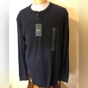 G. H. Bass Henley Heather Blue Pullover Shirt, XL, NWT